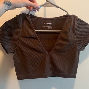 Garage Chocolate Ribbed Top